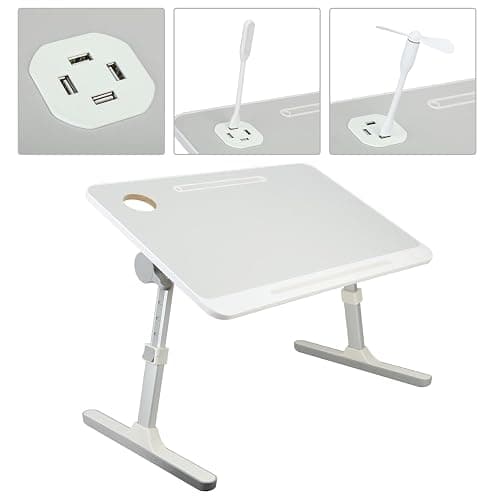 qorkhogr Bureau de lit pour ordinateur portable pour lit, angle de hauteur réglable, bureau portable léger avec pieds pliables, table pliable pour canapé, gris thumbnail 7