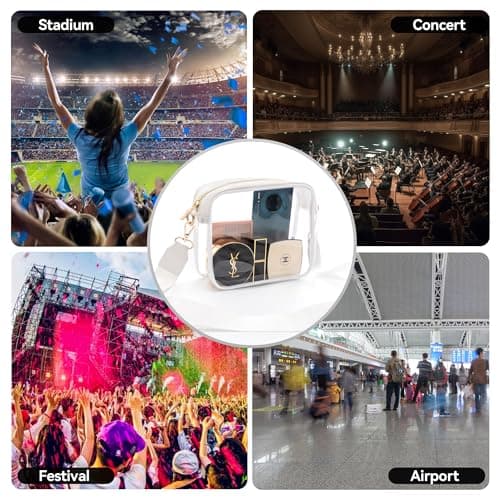 Aveniee Clear Bag Stadium Approved, Clear Purses for Women, Crossbody Bag for Concerts with Adjustable Strap - White thumbnail 6