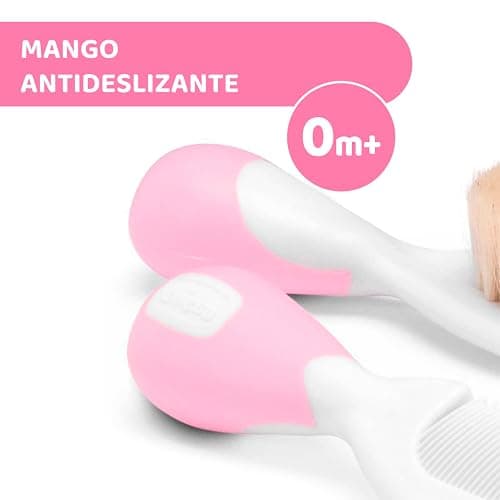 Chicco Ensemble Brosse à Cheveux et Peigne pour Bébé, Brosse à Poils Naturels Doux, Peigne à Bouts Arrondis, Manche Antidérapant, Cadeau de Naissance - Essentiels pour Nouveau-né 0plus Mois, Rose thumbnail 5