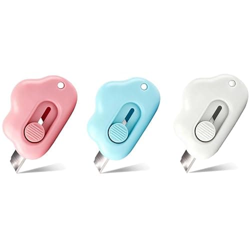 Box Cutter Retractable,Package Opener, Easy Slide Retractable Cute Box Cutter for for opening daily express boxes,packages and more (3 Pcs Cloud Mini Cutter) - Image 1