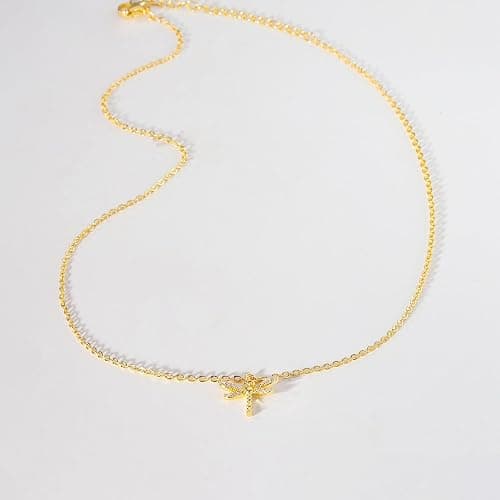 GUOKE 14K Gold Plated Dainty Pendant Butterfly Bead Boot Bee Baseball Flower Compass Airplane Heart Hummingbird Tree Necklace Simple Jewelry Gift for Women thumbnail 4