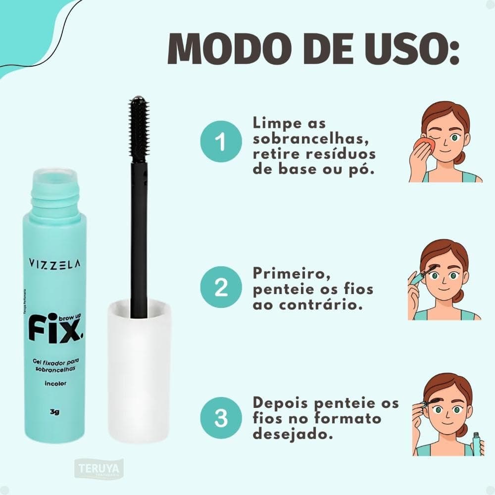 Brow Up Fix Gel Fixador de Sobrancelhas Vizzela Brow Lamination C/Pincel Preciso thumbnail 9