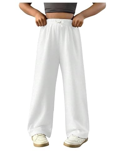 RoseSeek Girl's Sweatpants Drawstring Waist Wide Leg Pants Casual Athletic Trousers - Image 1