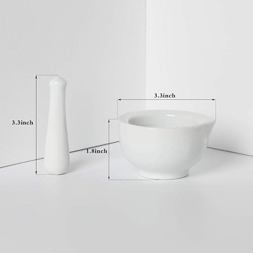 LEETOYI Small Ceramic Mortar Pestle Set, Herb Grinder Pill Crusher 3.3-inch | Ceramic Mortar Pestle Set, Herb Grinder Pill Crusher thumbnail 3