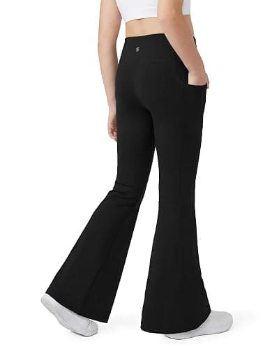 Stelle Girls Flare Leggings Bell Bottoms Yoga Pants with Pockets High Waisted Bootcut Dance Pants thumbnail 2
