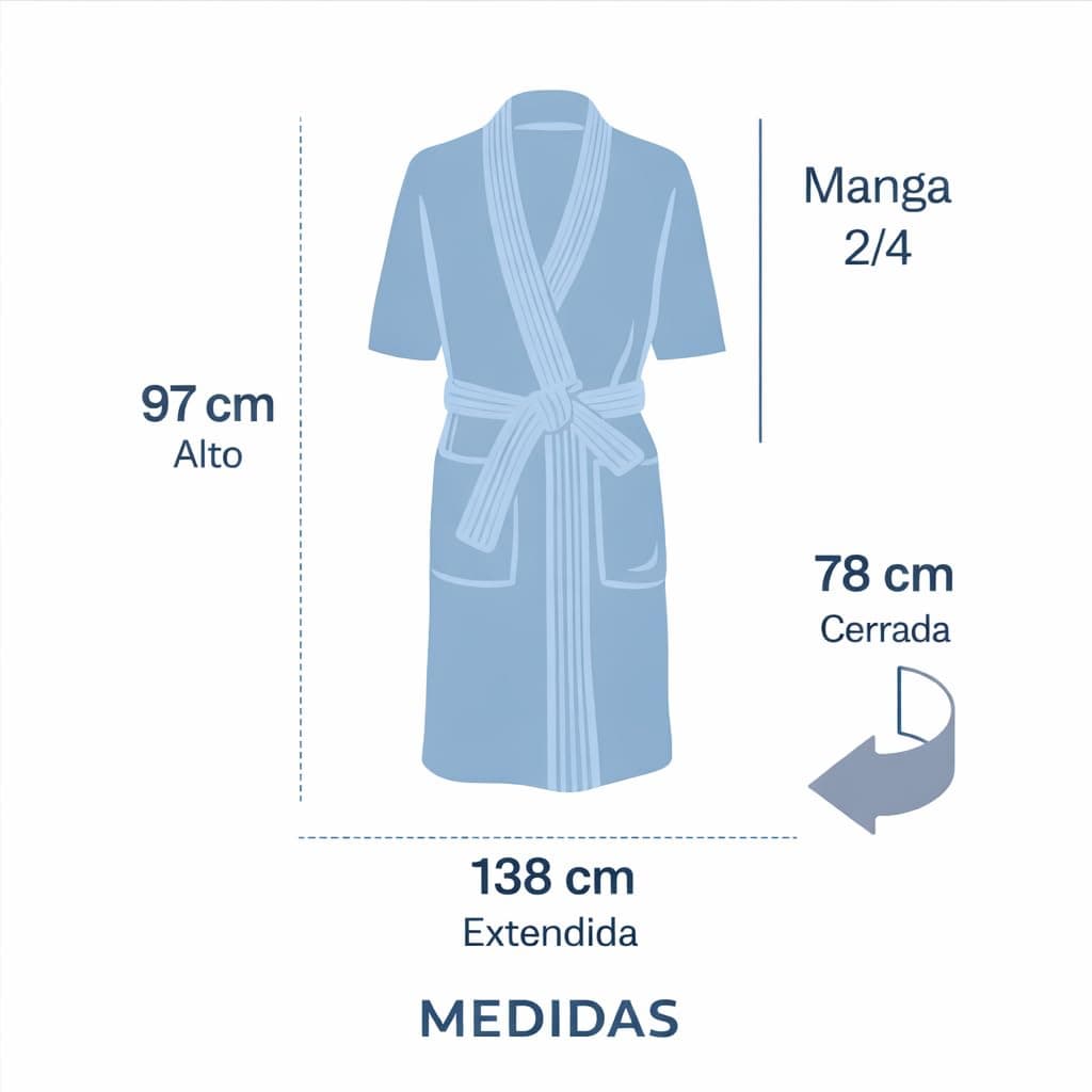 Bata de Baño para Hombre/Mujer,100% Algodón, Unitalla, ultra absorvente y ultra suave, bata para el hogar, bata de spa, bata para natación thumbnail 2
