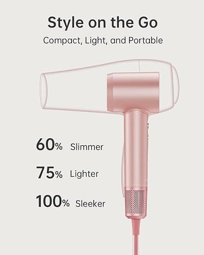 Laifen Hair Dryer, Negative Ionic Blow Dryer with 110, 000 RPM Brushless Motor for Fast Drying, High-Speed Low Noise Thermo-Control Hairdryer with Magnetic Nozzle, for Home, Travel(Cherry Pink) thumbnail 5