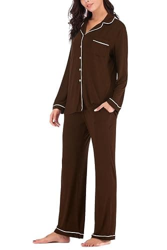Aamikast Women's Pajama Sets Long Sleeve Button Down Sleepwear Nightwear Soft Pjs Lounge Sets thumbnail 3