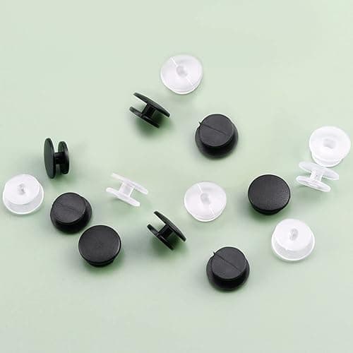 200 Pcs Shoe Charm Buttons, PVC DIY Buckle Backs, Black & Clear | Pvc Material, Smooth Finish, Easy Glue-On Use, Fits Clog Shoe Charms And Wristband Diy, 100 Black + 100 Clear Buttons thumbnail 5