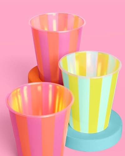 xo, Fetti Pink + Green Pool Party Plastic Cups | 16 pcs 12 oz | Summer Drinkware, Colorful Decorations, Bachelorette Party Drinks, Birthday Supplies thumbnail 7