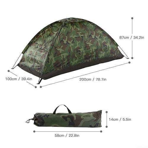 Tente de camping ultra légère pour 1 à 2 personnes, camouflage et résistante à l'eau thumbnail 3