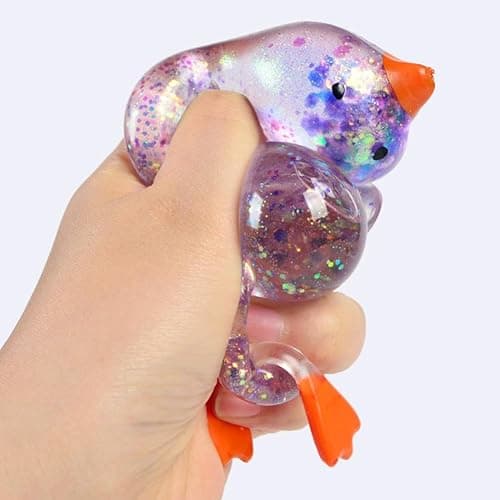 4Pcs Glitter Duck Squeezes,Soft Cute Stress Relief Ball for Adults & Teens,Fun Decompression Duck Squishies Gift for Office Desk Party Favors Easter Basket Stuffer thumbnail 8