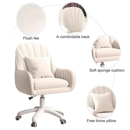XUEGW Home Office Chair Computer Chair with Mid-Back Upholstered Modern Tufted Computer Task Chair Swivel Height Adjustable Velvet Accent Chair. thumbnail 4