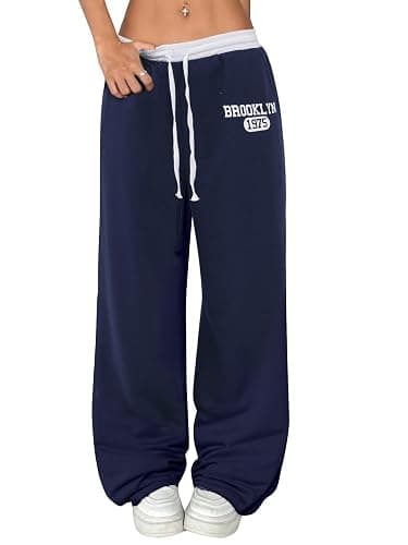 SOFIA'S CHOICE Women's Drawstring Sweatpants Low Waist Wide Leg Pants with Pockets thumbnail 4
