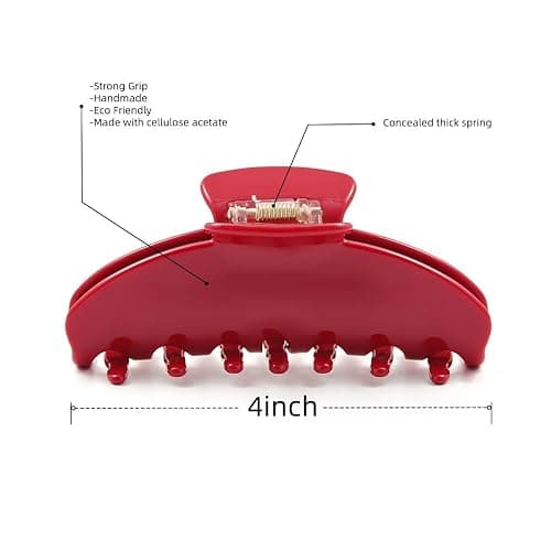 OideGuiing Durable Acetate Hair Clips - 4-Inch Cherry Red Claw Clips for Fine and Thick Hair (Red) thumbnail 2