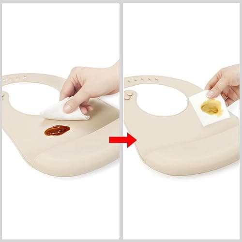 PandaEar 3 Pack Silicone Baby Bibs Cute Super Thin Light Weight Feeding Bibs for Babies & Toddlers, Waterproof Adjustable Soft Silicone Bibs with Food Catcher Pocket, Unisex, Non Messy thumbnail 7