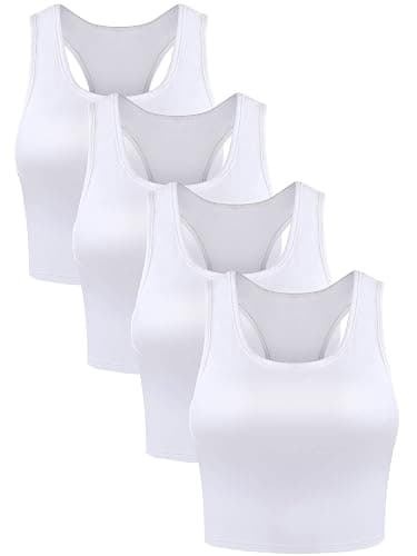 Boao 4 Pieces Basic Crop Tank Tops Sleeveless Racerback Crop Top for Women - Image 1