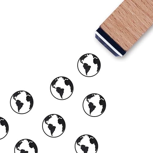 Earth Planet Rubber Stamp, 3/5 Inch Small Mini Stamp for Scrapbooking Card Making Planner - Image 1