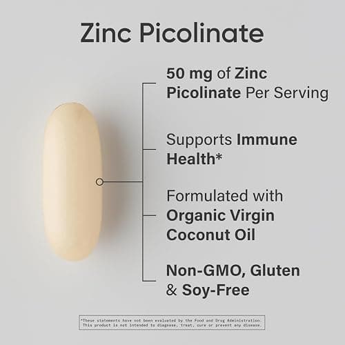 Sports Research® High Potency Zinc Picolinate 50mg with Organic Coconut Oil | Highly Absorbable Zinc Supplement for Healthy Immune & Enzyme Function - Non-GMO Tested & Gluten-Free (60 Liquid Softgels) thumbnail 3