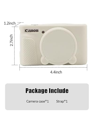 Camera Case for Canon PowerShot SX740 HS, SX730 HS Digital Camera, Soft Silicone Protective Case, Anti-Scratch Slim Fit Sleeve with Removable Lens Cover and Wrist Strap (Beige) thumbnail 5