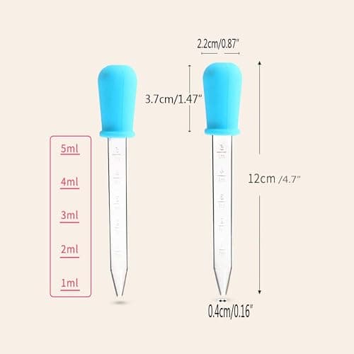 Shuiniba 5ml Liquid Droppers Medicine Silicone and Plastic Pipettes Eye Dropper with Bulb Tip for Kids Candy Molds (8 Pack） thumbnail 2