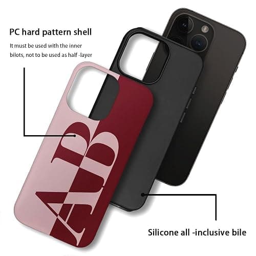 DAIZAG Personalized Monogram Initial Case Compatible with iPhone 17 16 15 14 13 Pro Max Pro Air Plus 12 11,Hybrid 2-Layer Hard Shell Phone Cover,Custom Large Name Red thumbnail 4