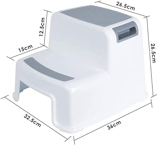 Rainberg 2 Step Stool for Kids, Sturdy Double Step Stool for Toddlers, Anti-Slip Stool for Children, Toilet Stool for Potty Training and Use in the Kitchen (1 Pack) thumbnail 8