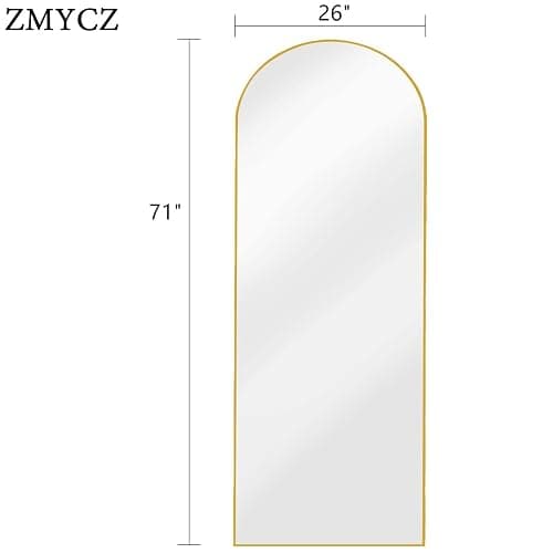 ZMYCZ Mirror Full Length, 71"x26" Arched Full Length Mirror, Arch Mirror with Stand, Large Standing Mirrors, Oversized Full Body Mirrors with Aluminum Frame for Bedroom, Living Room (Gold) thumbnail 2