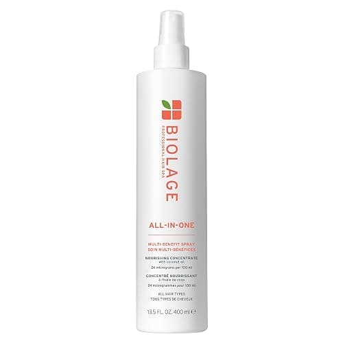 Biolage All-In-One Multi-Benefit Spray - Leave-In Treatment, Heat Protectant, Shine, Frizz Control, For All Hair Types, Coconut Oil, Vegan & Paraben-Free - Image 1
