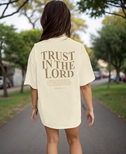 Christian Faith Tshirt Oversized Jesus Shirts for Women Trust in The Lord Saying Tee Tops thumbnail 3