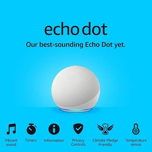 Echo Dot (Newest gen) | Big vibrant sound Wi-Fi and Bluetooth smart speaker with Alexa | Glacier White thumbnail 8