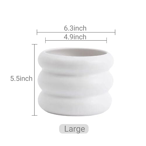 SANDYBAYTAS Ceramic Plant Pot Indoor, 6.5 Inch Flower Pot with Drainage Hole, Tiered Bubble Design Ceramic Planter for Home & Office Decor (White) thumbnail 3