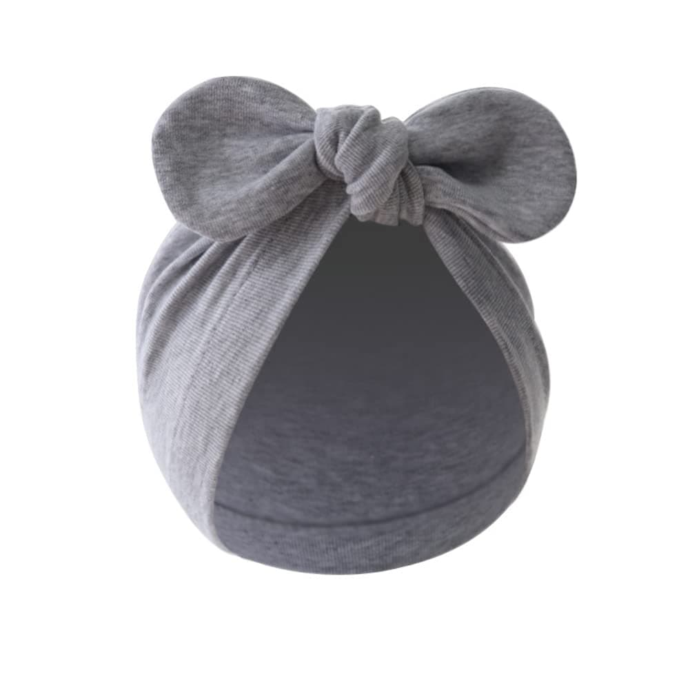 4PCS Newborn Baby Bow Knot Turban Hat Infant Toddler Hospital Hat Cotton Head Wrap Beanie Cap - Beige+pink+white+grey thumbnail 5