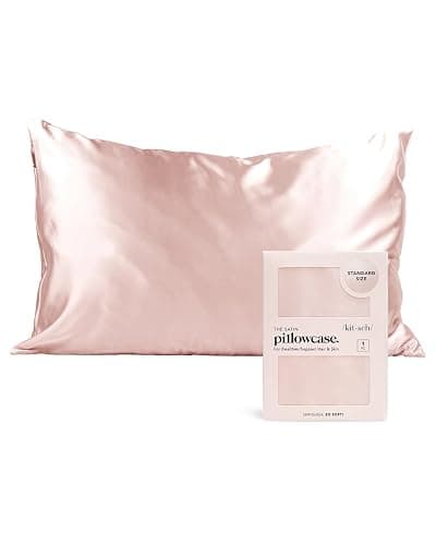 Kitsch Satin Pillowcase with Zipper for Hair & Skin, Softer Than Silk Pillow Cases Queen, Smooth Pillow Covers, Machine Washable, Wrinkle-Free, Cooling Satin Pillow Cases Standard Size 19"x26" (Blush) - Standard/Queen (1 Pack) - Blush - Image 1