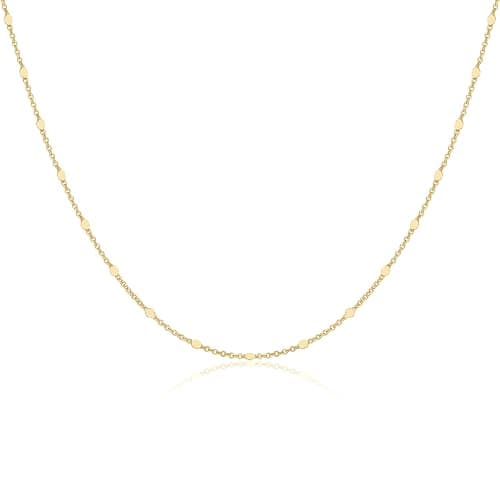 BERISO 14K Gold/Silver Plated Choker Necklace for Women Shining Dots Station Gold Chain Necklace Beads Sparkle Chain Necklace Link Chain Exquisite Jewelry for women - Image 1