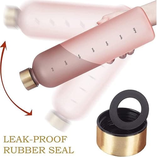 Flcivsh 1L Water Bottle with Time Marker 32 OZ Motivational Reusable Fitness Sports Leakproof Frosted Plastic Bottle White thumbnail 4