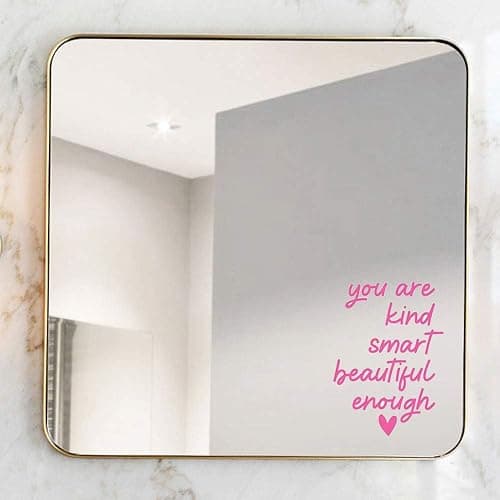 2 Pack Pink Mirror Decal Room Decor for Teen Girls, 3D Pink Bathroom Decor for Kids or Girls,Positive Affirmation Mirror Sticker thumbnail 7