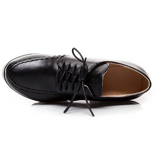 Betastella Women's Chunky Heel Platform Ankle Booties Lace Up Vintage Oxfords Shoes - 8 - Black thumbnail 6