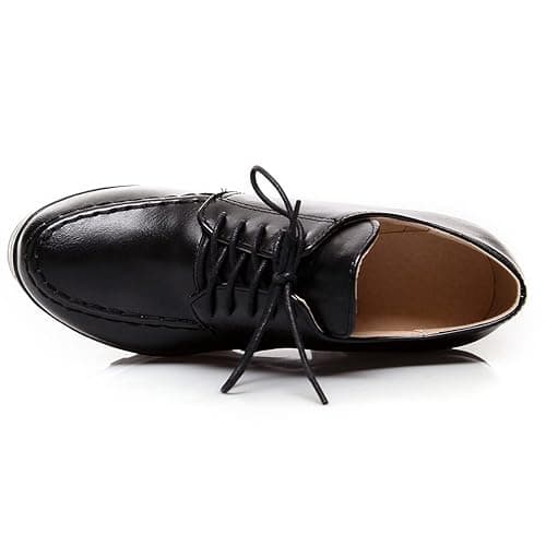 Betastella Women's Chunky Heel Platform Ankle Booties Lace Up Vintage Oxfords Shoes - 8 - Black thumbnail 6