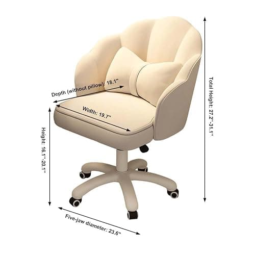 HDHNBA Butterfly Wing Office Chair - Velvet Makeup Chair with 360° Swivel & Height Adjustment,Ergonomic Backrest,White - for Home Office,Vanity & Bedroom thumbnail 2