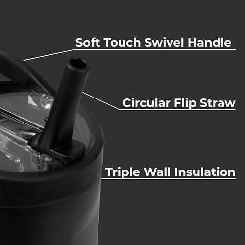 HydroJug Sport - Stainless Steel Tumbler with Straw, Vacuum Insulated, 20oz Leakproof Water Bottle, Ergonomic Design, Reusable, Dishwasher Safe, Rubber Base, Durable for Gym or Outdoors, Black thumbnail 4
