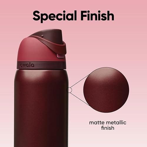 Owala FreeSip Insulated Stainless Steel Water Bottle with Straw, BPA-Free Sports Water Bottle, Great for Travel, 32 Oz, Black Cherry thumbnail 8