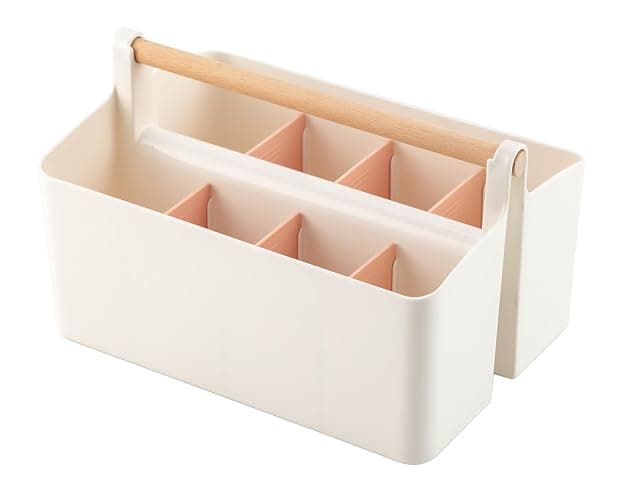 Vidifor Large Plastic Portable Caddy with Handle, Storage Organizer Bin with Adjustable Dividers for Art Supplies, Crafts, Colored Pencils, Makeup Desk - Image 1