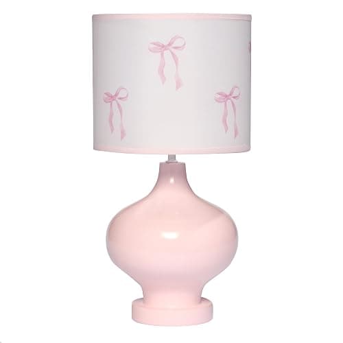 Lambs & Ivy Coquette Floral Aesthetic Pink Bows Lamp with Shade - Image 1