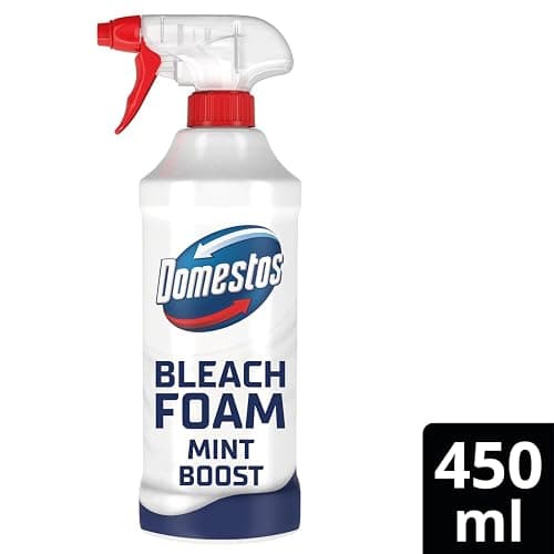 Domestos Mint Boost Bleach Foam sprays upside down for a sparkling clean even in the hardest-to-reach places 450 ml thumbnail 3