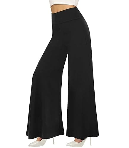 QGGQDD Wide Leg Palazzo Pants for Women - Casual Soft High Waist Lounge Pants Loose Comfy Stretchy Trousers - Image 1