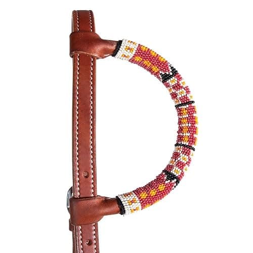 Schneiders Double S Beaded One Ear Headstall | Exquisite Horse Tack | Stylish Beaded Design | Premium 5/8" Harness Leather | Adjustable Rolled Ear Design thumbnail 9