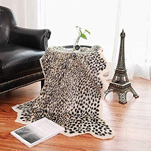 Leopard Print Rug, Faux Cowhide Cheetah Skin Rug Animal Printed Area Rug Carpet for Home Office, Livingroom, Bedroom - Leopard Print 2 - 39.4 X 37.4in thumbnail 3