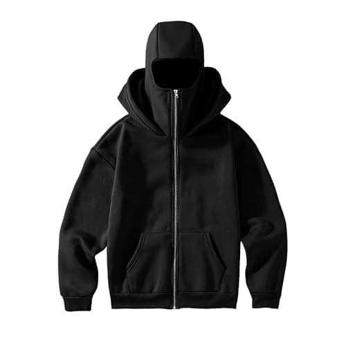 Ewleguzka Cagoule à capuche zippée pour femme - Veste polaire à fermeture éclair intégrale - Sweat à capuche surdimensionné décontracté pour l'automne et l'hiver avec poches thumbnail 8