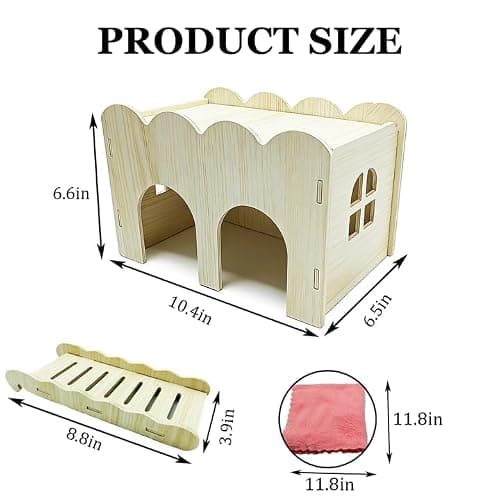 Guinea Pig Hideout Hamster Wood House Maze Platform Detachable Accessories with Ladder for Rat Hamster Squirrel Gerbil Sugar Glider thumbnail 2